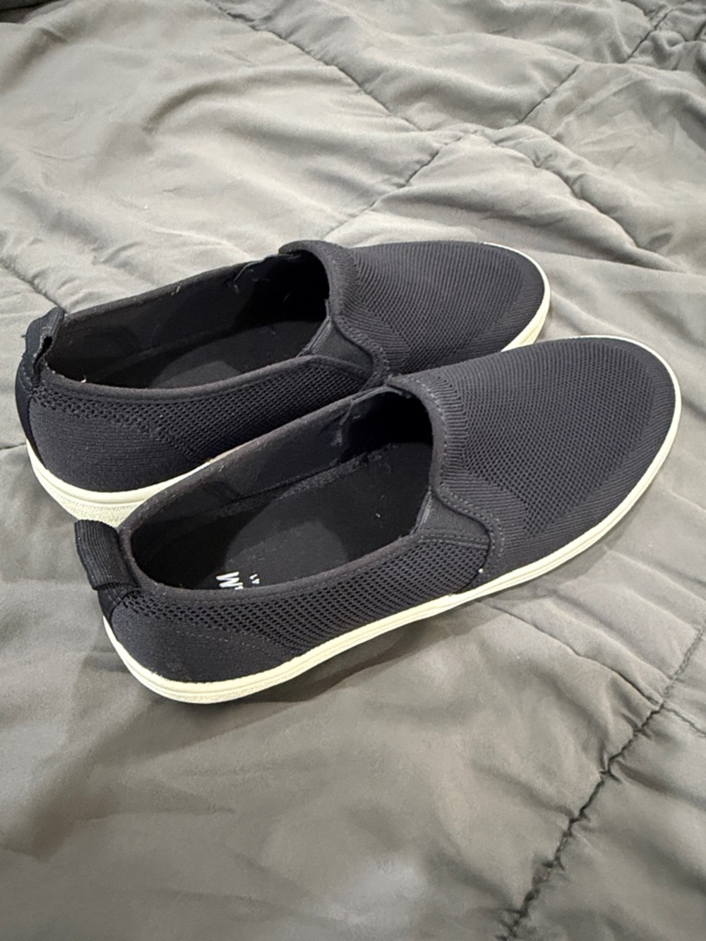 H&M Navy Blue Slip-On Boat Shoes with White Sole